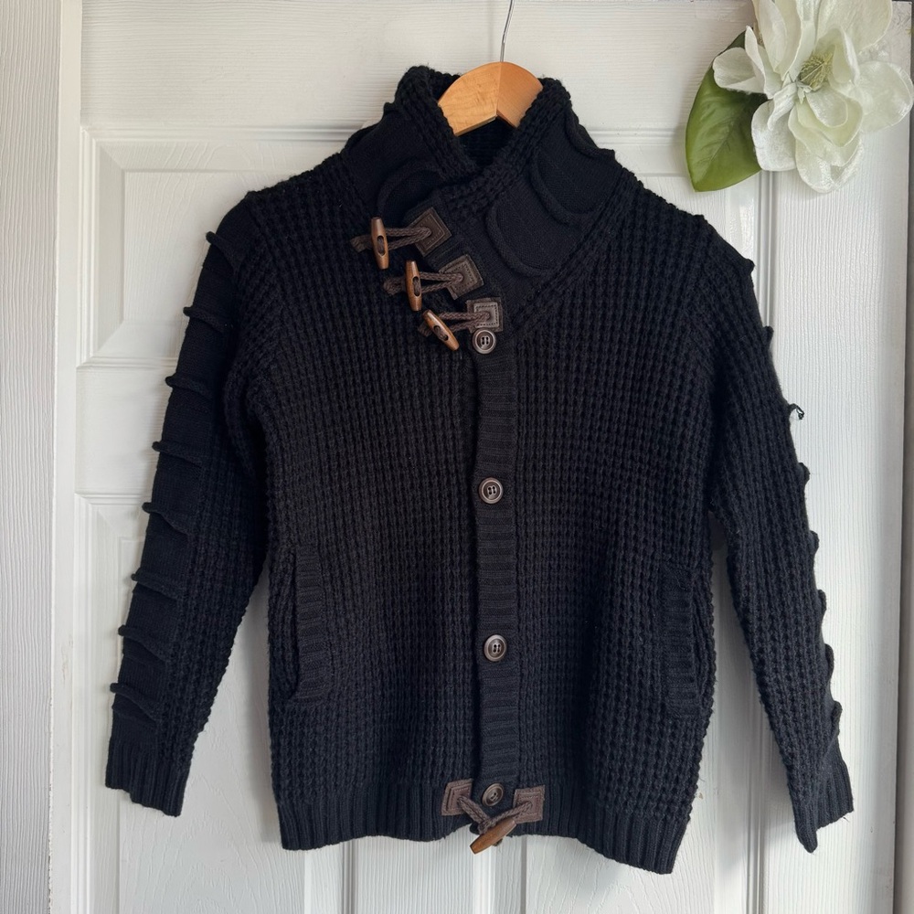 Boy's Shawl Collar Cable Knitted Cardigan Sweater